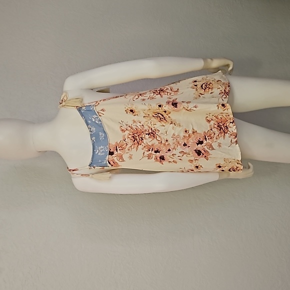 BLUE RAIN Floral Lace Tie Spaghetti Tassel Strap Fairycore Festival Slip Top - Picture 6 of 10